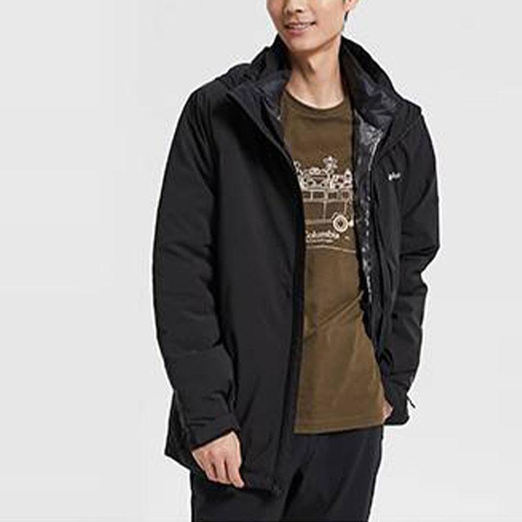Columbia Eyres Trail™ Interchange Jacket Outdoor Windproof Warm Three-In-One Hooded Jacket Winter Men Jackets Black WE1157-010