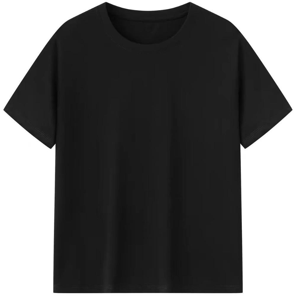 230G Cotton Round Neck T-shirt Men's Thick and Opaque Pure White Short Sleeve Basic Style