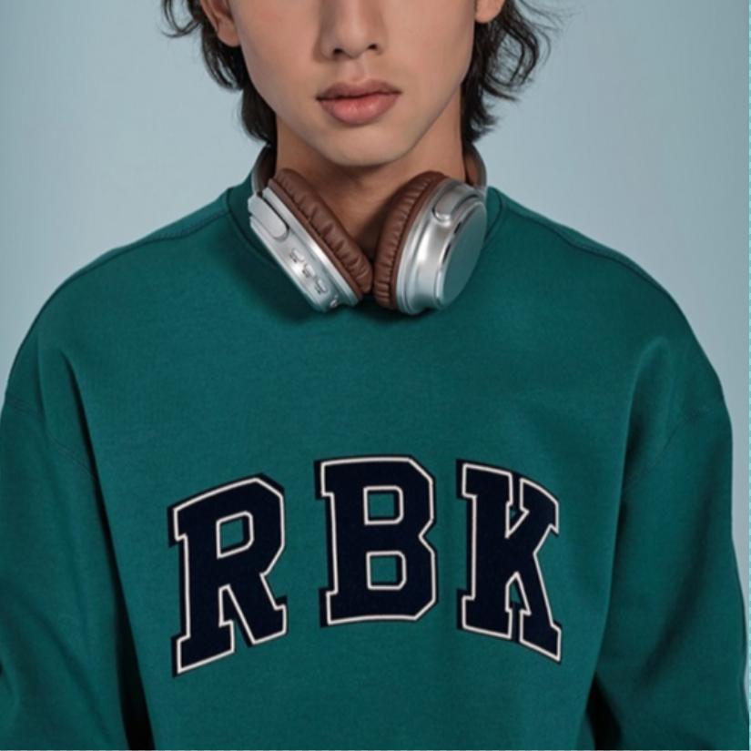 Reebok American Vintage Letter Embroidery Casual Sports Knit Pullover Sweatshirt Unisex Sweatshirt Gem-Green 24SRC305UGL7