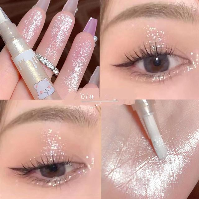 Waterproof Shiny Diamond Highlight Pen, Eye Makeup Highlighter, Waterproof Pearl White Brighten Silkworm Shadow Liquid Eyeliner