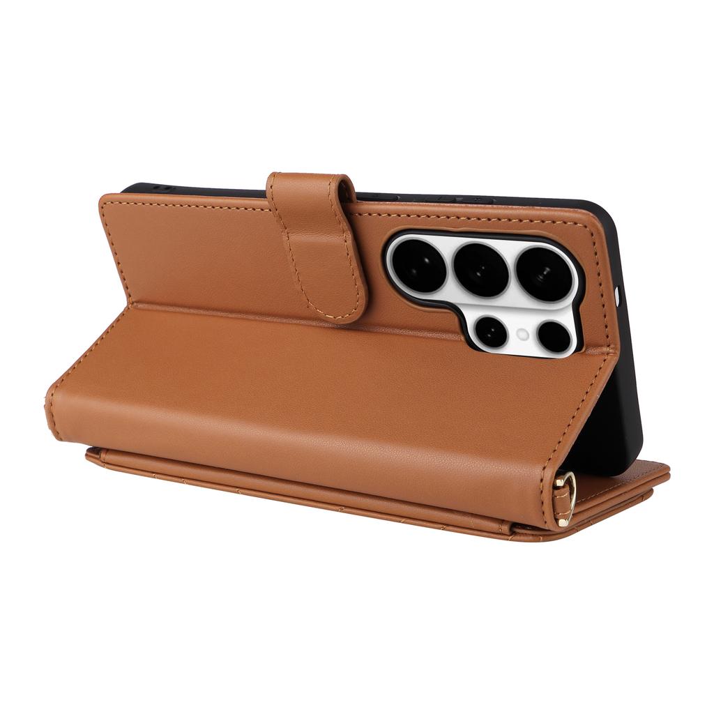 For Samsung Galaxy S26 Ultra Case with Shoulder/Wrist Strap Leather Phone Cover Stand Wallet