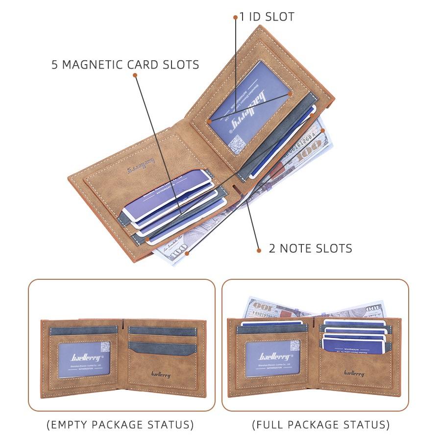 Baellerry Brand Design Men Short Wallets Fashion Classic Purse Vintage Business Bifold Wallet Card Holder Gifts