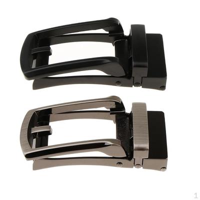 Mens Solid Buckle - Automatic Ratchet Leather Belt Only Gunmetal/Matt of 2