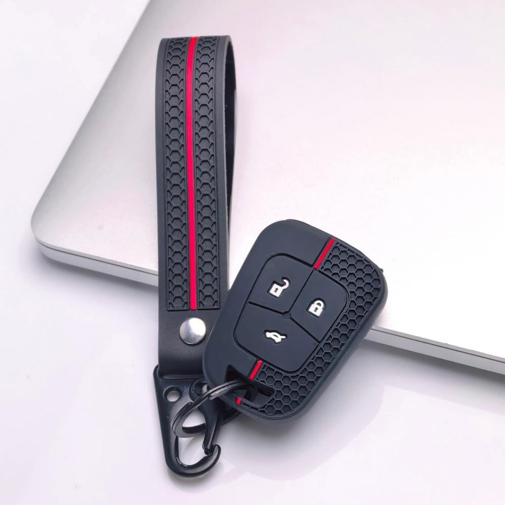Silicone Key Fob Cover with Keychain for Chevrolet Cruze Aveo Orlando Captiva Spark for Opel Astra J Insignia Corsa D/E Antara Zafira Mokka, 3-button