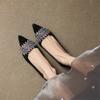 Moda Nuove Scarpe da Donna in Vera Pelle Primavera/Autunno Scarpe a Punta per Donna Mocassini alla Moda con Strass Décolleté da Donna a Bocca Bassa