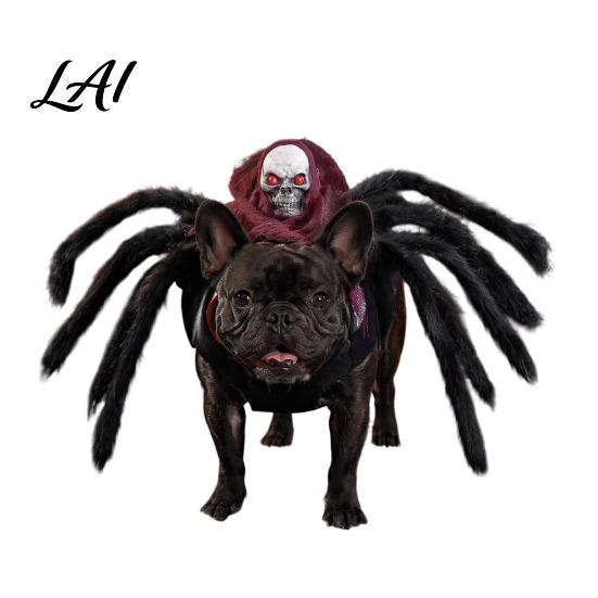 Lightweight Pet Cosplay Costume for Halloween Spider Costume Cat Outfit with Skull Face Black Adjustable Suit Pets Holiday Apparel Cats Dogs