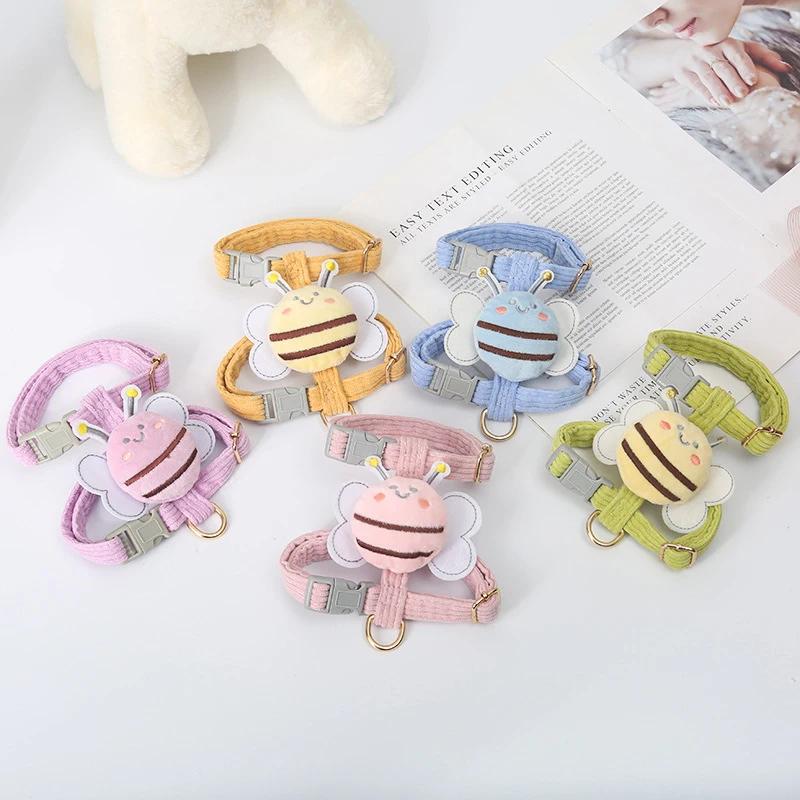 Cartoon Bee Shape Outdoor Cat Carrier Leash Set Adjustable Small Dog Carrier Walking Anti-Lost Leash Pet Products