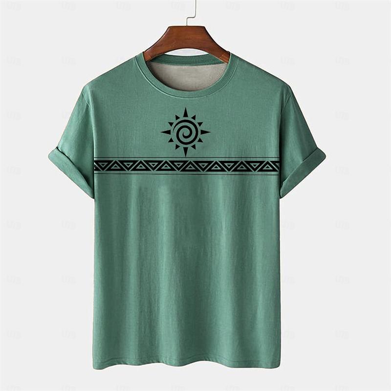 Retro Ethnic Style T Shirts For Men Summer Casual Short Sleeve 3D Printed Crew Neck T-shirts Loose Streetwear Harajuku Tees Tops