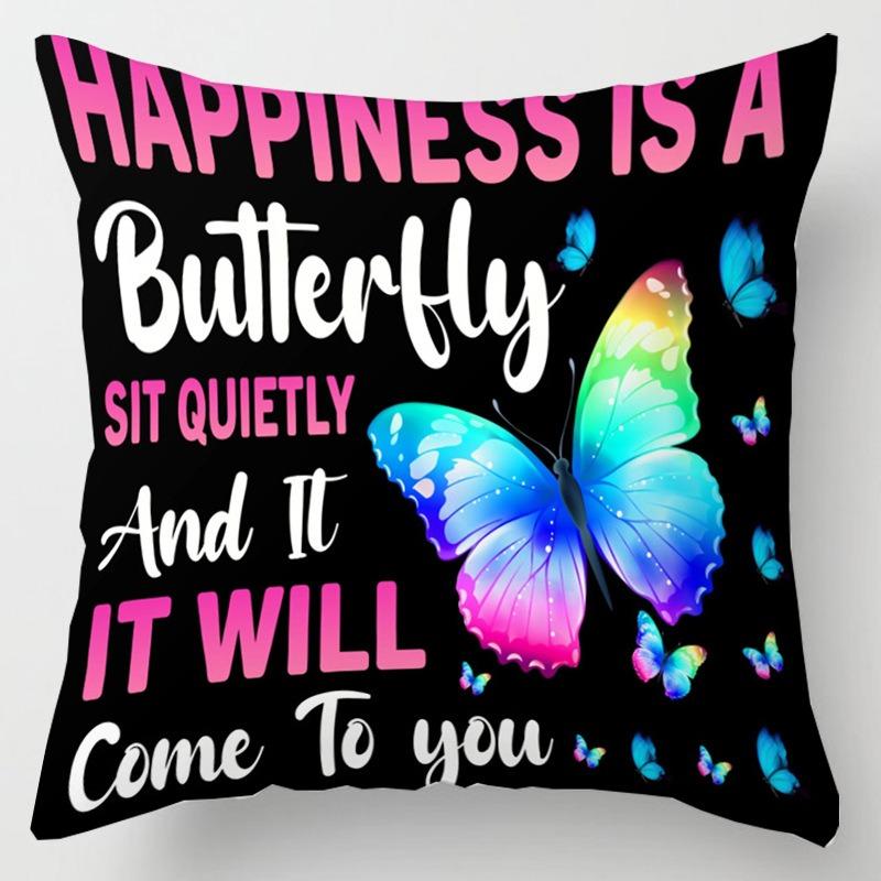 Pillow Bedside Cushion Cushion Butterfly Print Pillow Case Soft Sofa Pillow Office Chair