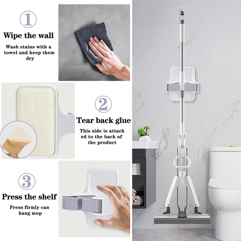Good-Broom Holder Wall Mounted Broom Holder Traceless Strong Adhesive Hook Wall Rack Punch-Free Broom Holder Rack
