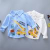 Boys Spring Cotton Washed Striped Long Sleeve Shirt Soft Comfortable Top