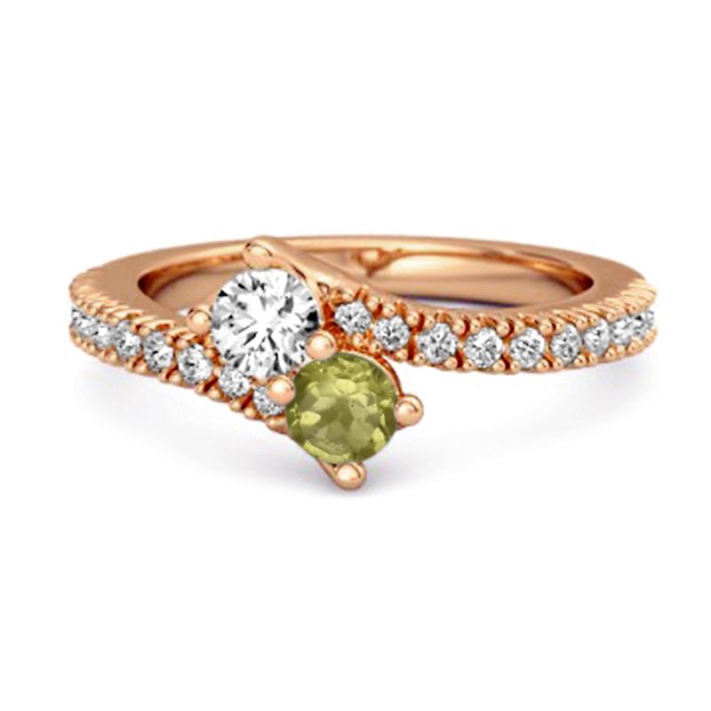 Peridot Bypass Ring - 925 Sterling Silver Rose Gold Vermeil 11 розового золота