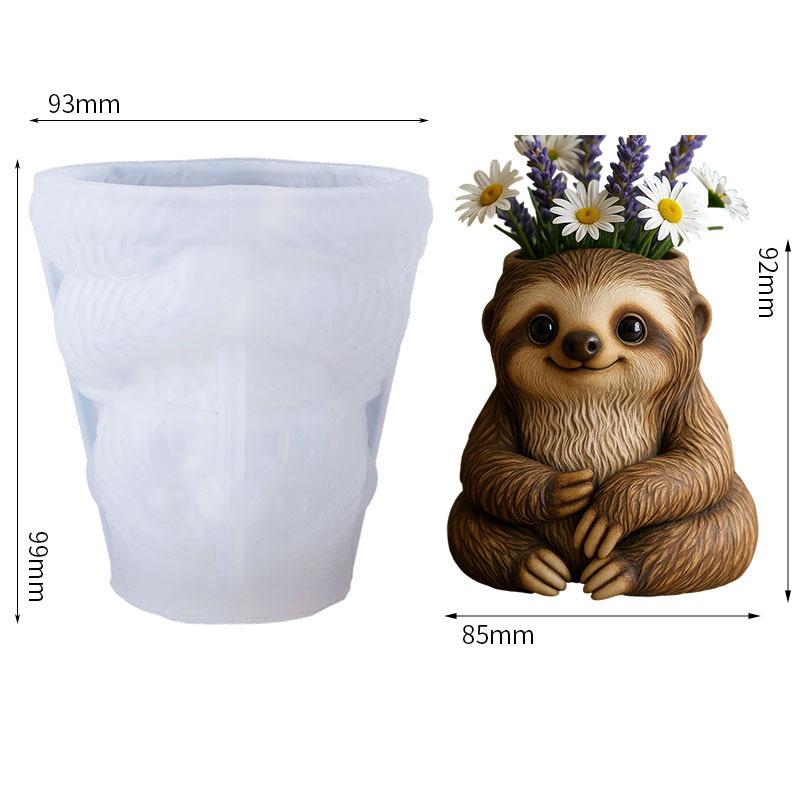 

Small Flower Pot Mold Reusable Cement Gypsum Mold 3d Sloth Silicone Mold Cute For Crafting Home Decor Living Room белый