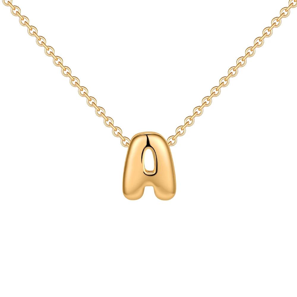 2pcs Fashion 26 Bubble Letter Necklace Gold Necklace