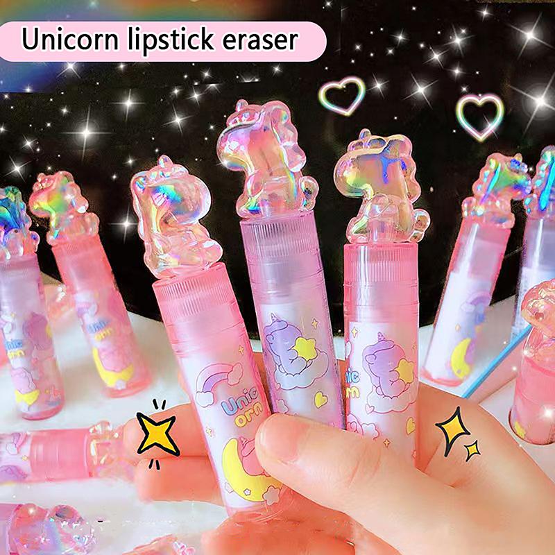 

1/3pcs Creative Eraser Lipstick Unicorns Rubber Erasers Student Correction Tool Kids School Office Supplies Stationery Gifts