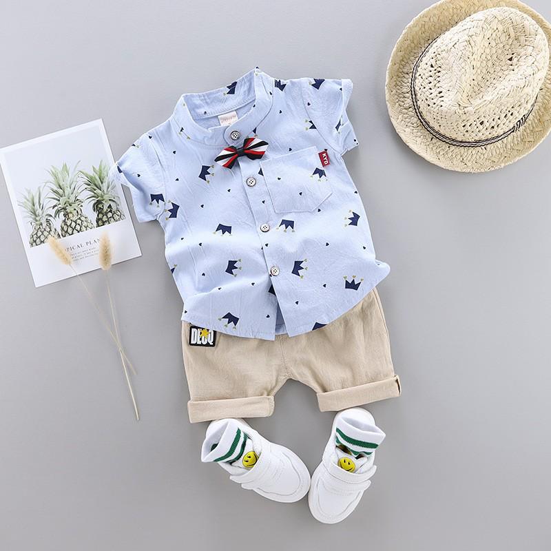 Trendy Summer Two-Piece Infant Boys' Short-Sleeve Outfit
