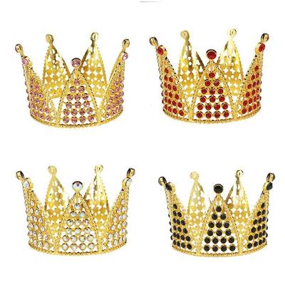 Birthday Baking Decoration Crown Party Performance Children's Hair Accessories Bridal Jewelry Round Tiara Alloy Rhinestone Crown