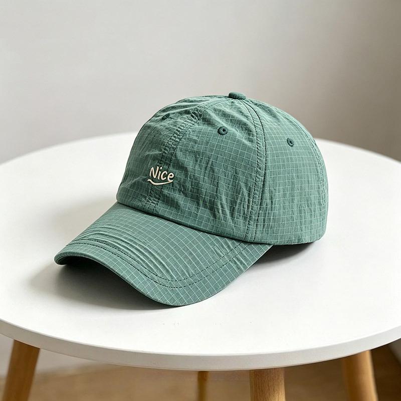 New Plaid Thin Sun Cap Quick-drying Breathable Baseball Cap Adjustable Letter Embroidery Sports Running Cap Men Women