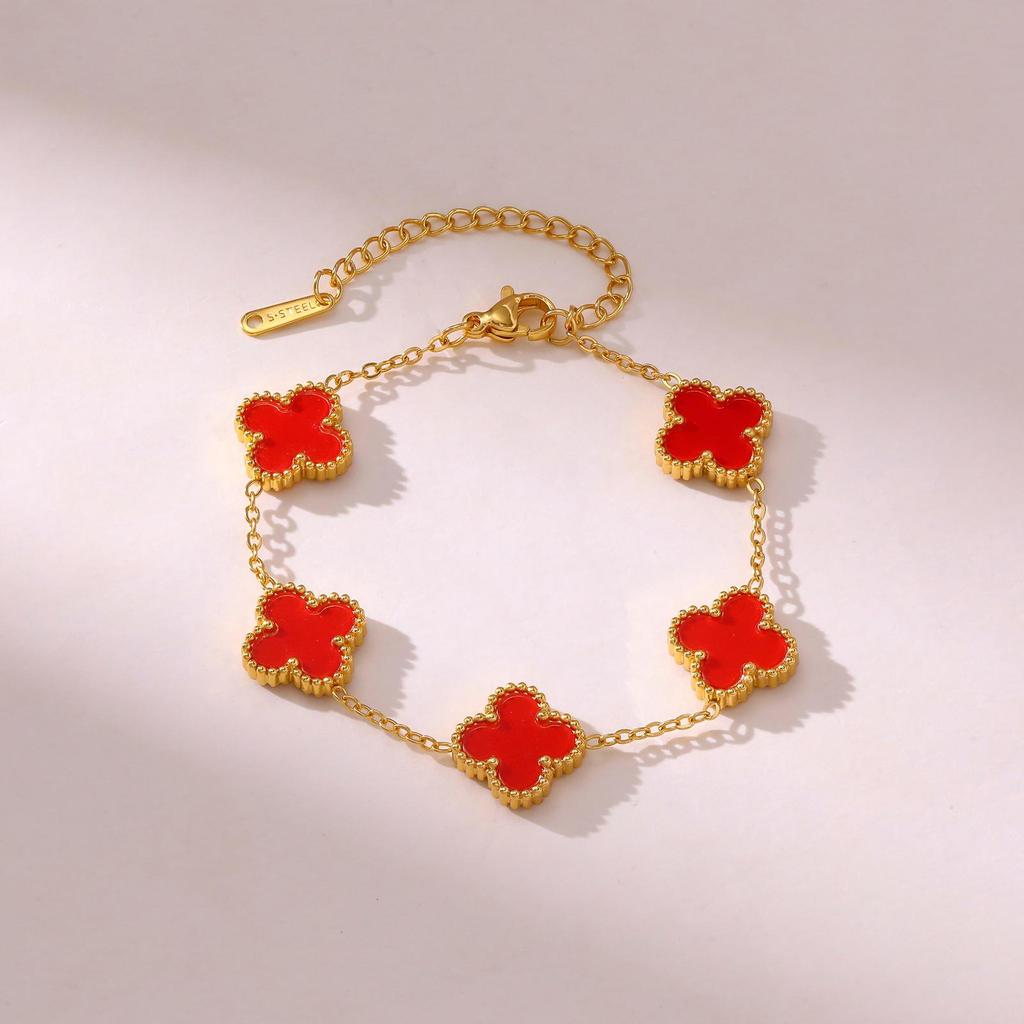 Lucky Clover Titanium Steel Bracelet - Light Luxury Fashion, Versatile for Commuting