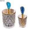 Glass Storage Jars Relief Tea Canister Candy Pot Natural Agate Stone Decorative Crystal Storage Jar with Cover Spice Organizer
