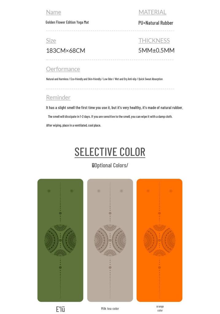 Exquisitely Carved Non-Slip Dual-Sided Yoga Mat - Sweat-Absorbing Natural Rubber for Home & Studio Use