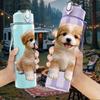 1PC Tiny Puppy Dog Cute Pet Animal Print 750ml Color Plastic Sports Water Bottle Leakproof Flip Straw Lid Suitable for Sports Office Home Use