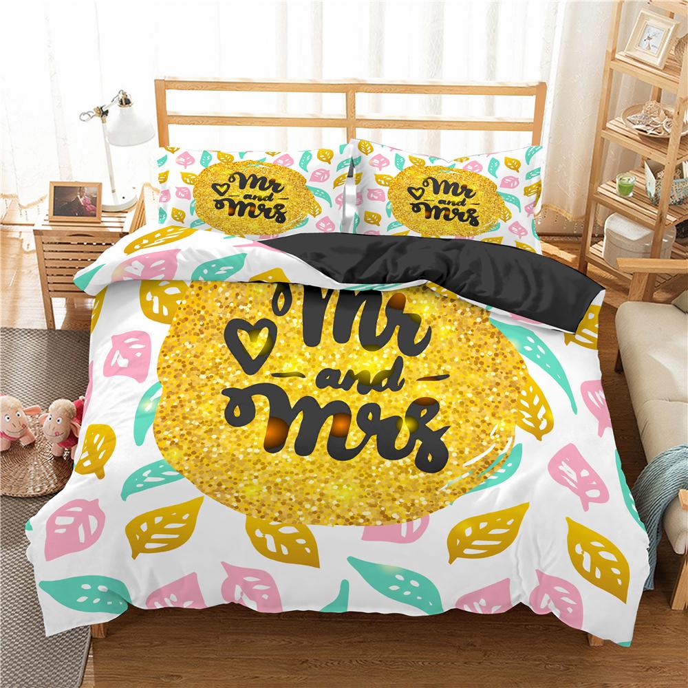 Lover Couples King Queen Duvet Cover Black And White Printed Bedding Set For Adults Valentine's Day Bedroom Decor Quilt Cover