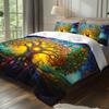 Set di 3 Copripiumini e Trapunte Bohemian Albero della Vita Psichedelico Set Letto a Tema Mandala Vibrante