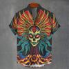 Men's and Women's Summer Shirts Fashion Cool Alien Pattern Printed Short Sleeve Casual Outdoor Men's Clothing Blouse