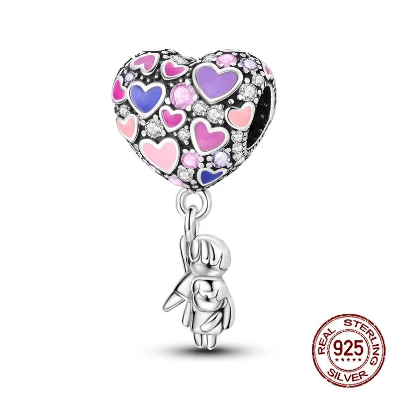 Newest Charm Bead Component Bead Component Popular Hot Air Balloon Colorful Copper Metal LOVE Family Dangle Compatible With Authentic Original