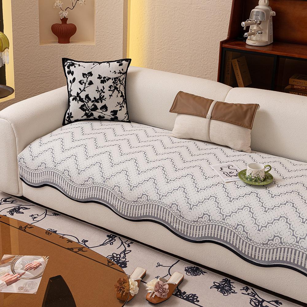 New Sofa Cushion Four Seasons Universal Chenille Fixed Non-Slip Seat Cushion Advanced Light Luxury Irregular Simple