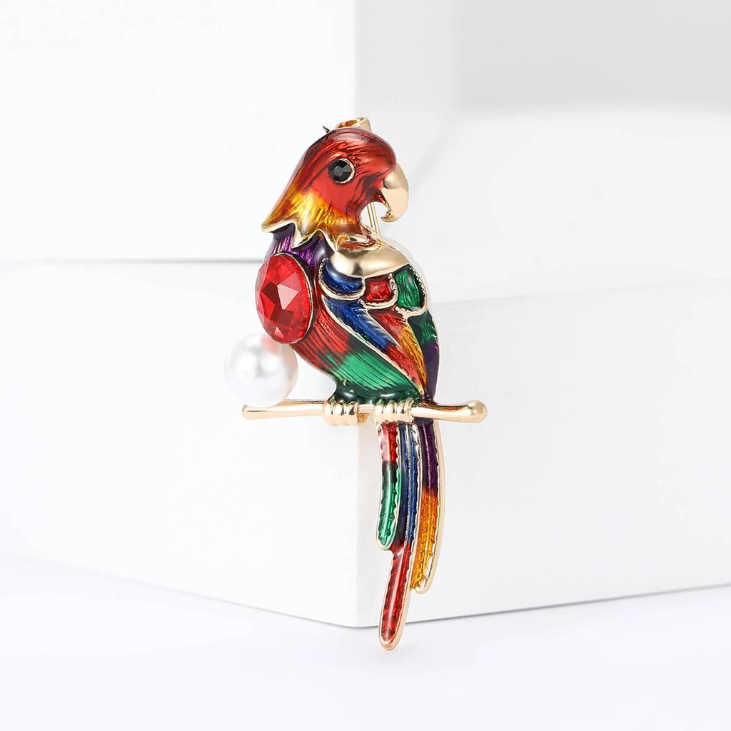 Rhinestone Parrot Brooches for Women Unisex Animal Pin Bird Lapel Pins Event Funny Luxury Gifts New Year Friends Decoration