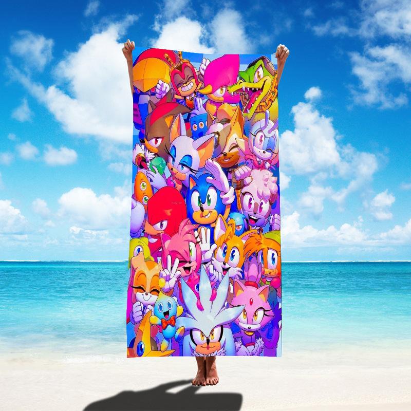 Cute Girl Boy Beach Towel Cartoon Hedgehogs Bath Towel Soft Water Absorbing Breathable For Kids Decorative