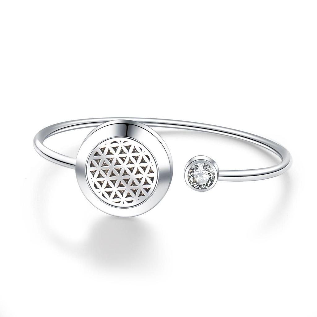 Tree of Life Aromatherapy Diffuser Bracelet - Rotating Hollow Design, Alloy & Stainless Steel, Non-Magnetic Couples Bracelets