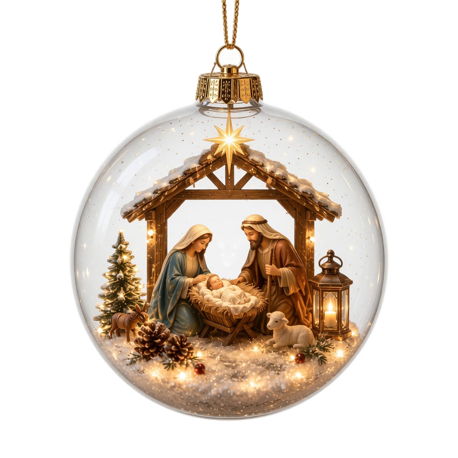3D leuchtende Weihnachtskugel mit Batteriebetrieb One Size white