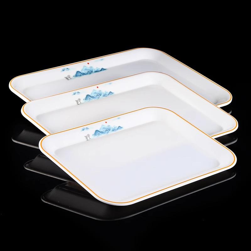 Commercial Rectangular Melamine Serving Tray for Cake, Dessert, Bread, Tea, and Fast Food Display