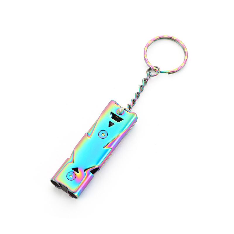 Double Pipe Whistle Pendant Keychain Whistle for Survival High Decibel Outdoor Camping Emergency Survival Tool Whistle Keyring