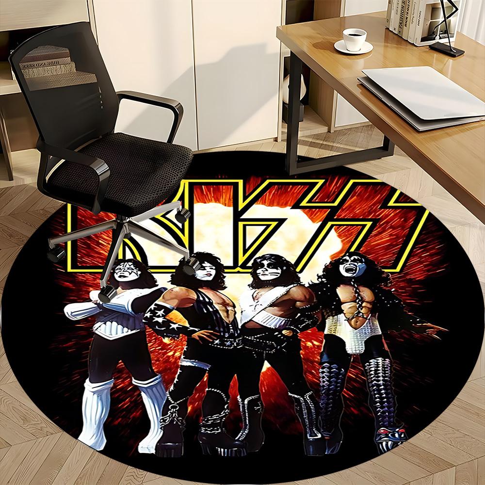 1pc KISS Band Office Round Area Rug, Under Office Chairs Bedroom Living Room Home Decor A1016286
