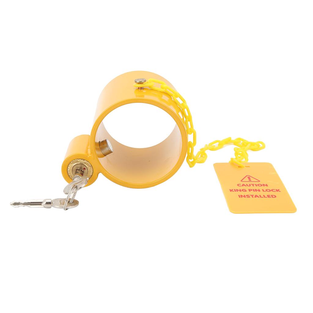 5th Wheel King Pin Lock Anti Rust Heavy Duty Steel Trailer King Pin Lock with Yellow Caution Tag For Motorhomes