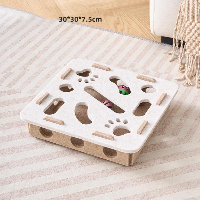 Interactive Cat Puzzle Plaything Puzzle Felt Box For Indoor Cats Kitten Mental Training Tools Hide And Seek Cat Agility Toys