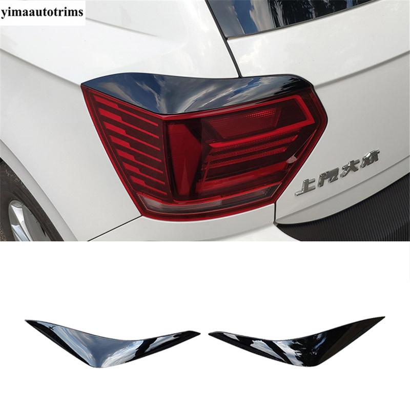 Front Rear Tail Lamp Light Eyebrow Eyelid Strip Cover Trim For VW Volkswagen Polo  -  Black / Carbon Fiber Accessories