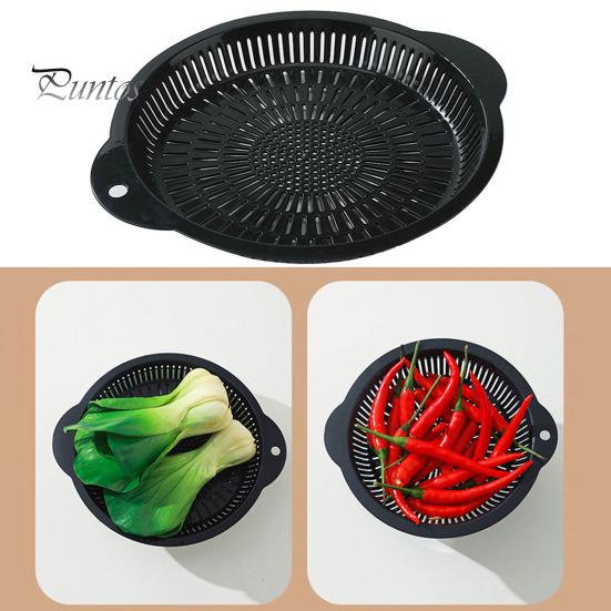 Runde Abtropfplatte für die Küche mit zwei Griffen, Lebensmittelqualität, großes Fassungsvermögen, multifunktionale Abtropfplatte für Gemüse und Obst, Sieb, Siebkorb