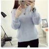 Winter Fleece Women Sweater Imitation Mink Wool Long Puff Sleeve Long Sleeve Elastic Casual Sweater Ladies Knitted Tops Solid Pullovers