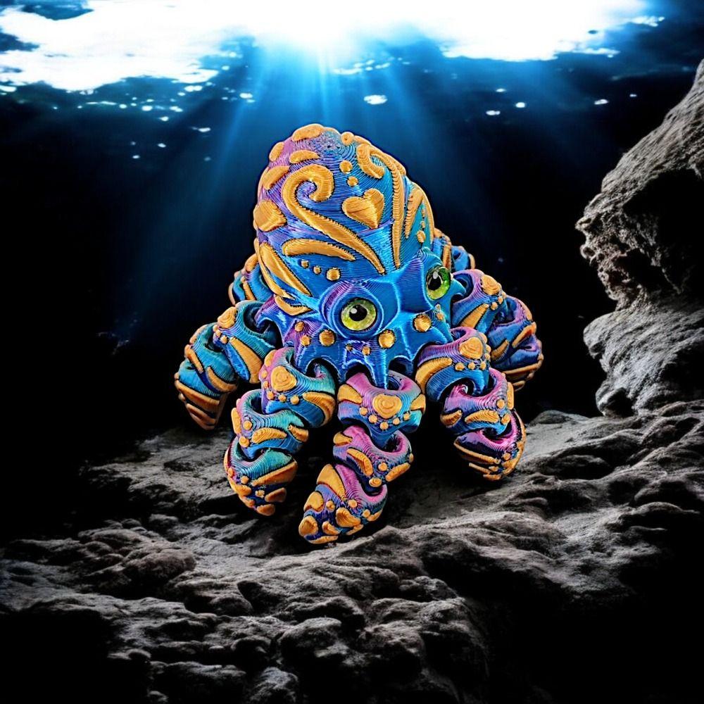 Cartoon 3D Printed Octopus Model Realistic Octopus Sculpture 3D Printed Octopus Toy  Children