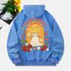 I'M Doing Great Washed Hoodies Women Cute Cat Prints Cotton Sweatshirts Distressed Pocket Oversize Hooded Clothes