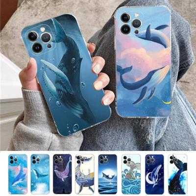 YNDFCNB Whale Fish Wave Sea Phone Case For iPhone XR X XS Max 14 13 Pro Max 11 12 Mini 6 7 8 Plus SE 2020 Printing Cover