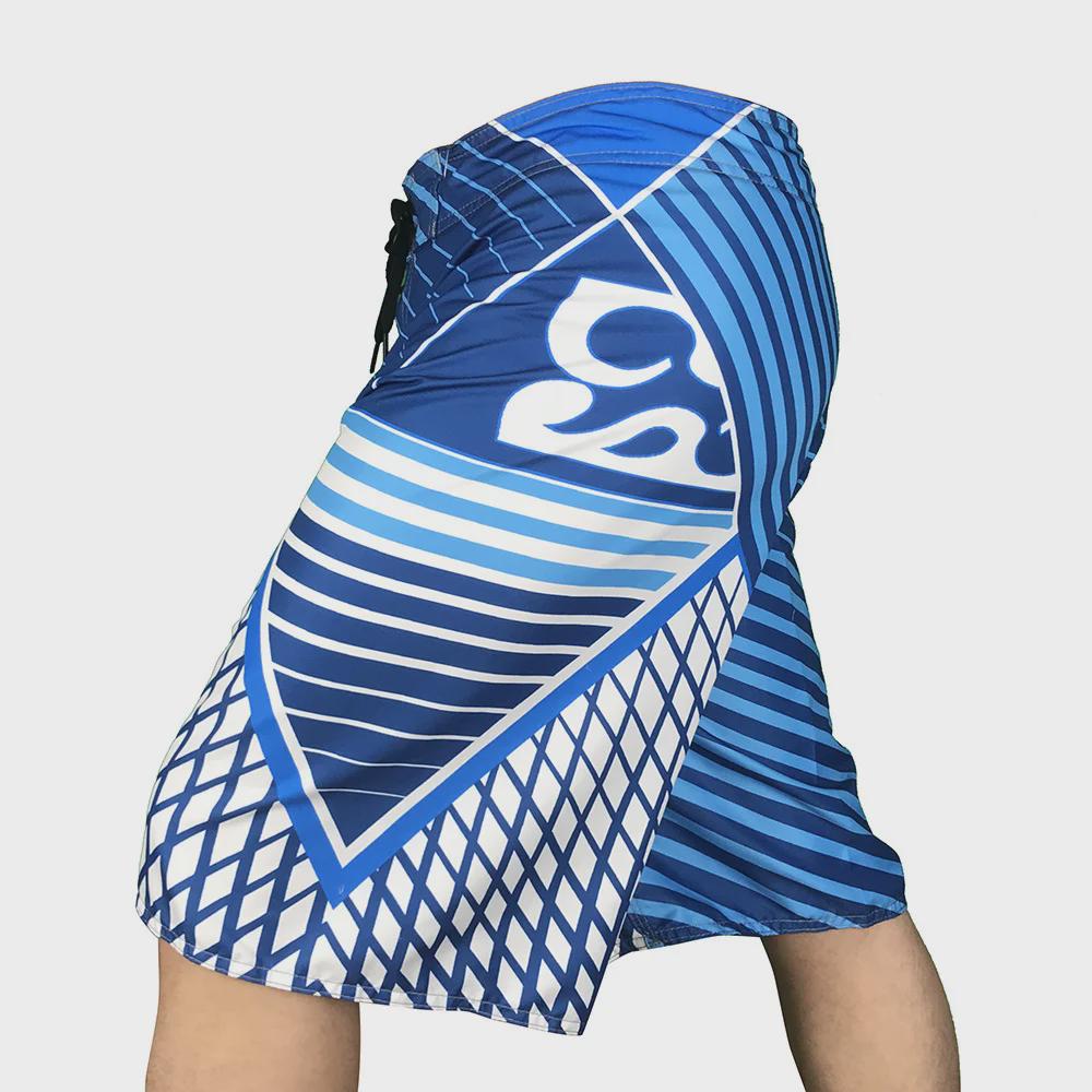 Men's Quick-Dry Striped Surf and Bodybuilding Shorts