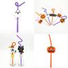 Halloween Fun Bendable Plastic Straws With Cute Pumpkin And Vampire Designs Pack Of 20 For Party Use