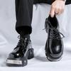 Large Size Mens Fashion Punk Rock Platform Shoes Lace-up Original Leather Derby Shoe Designer Sneakers Black Stylish Footwear
