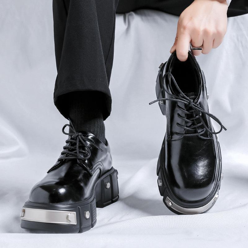Height-increasing metal rivets heavy industry tide shoes 2024 new spring and autumn ins European and American iron element big head shoes 22988-R